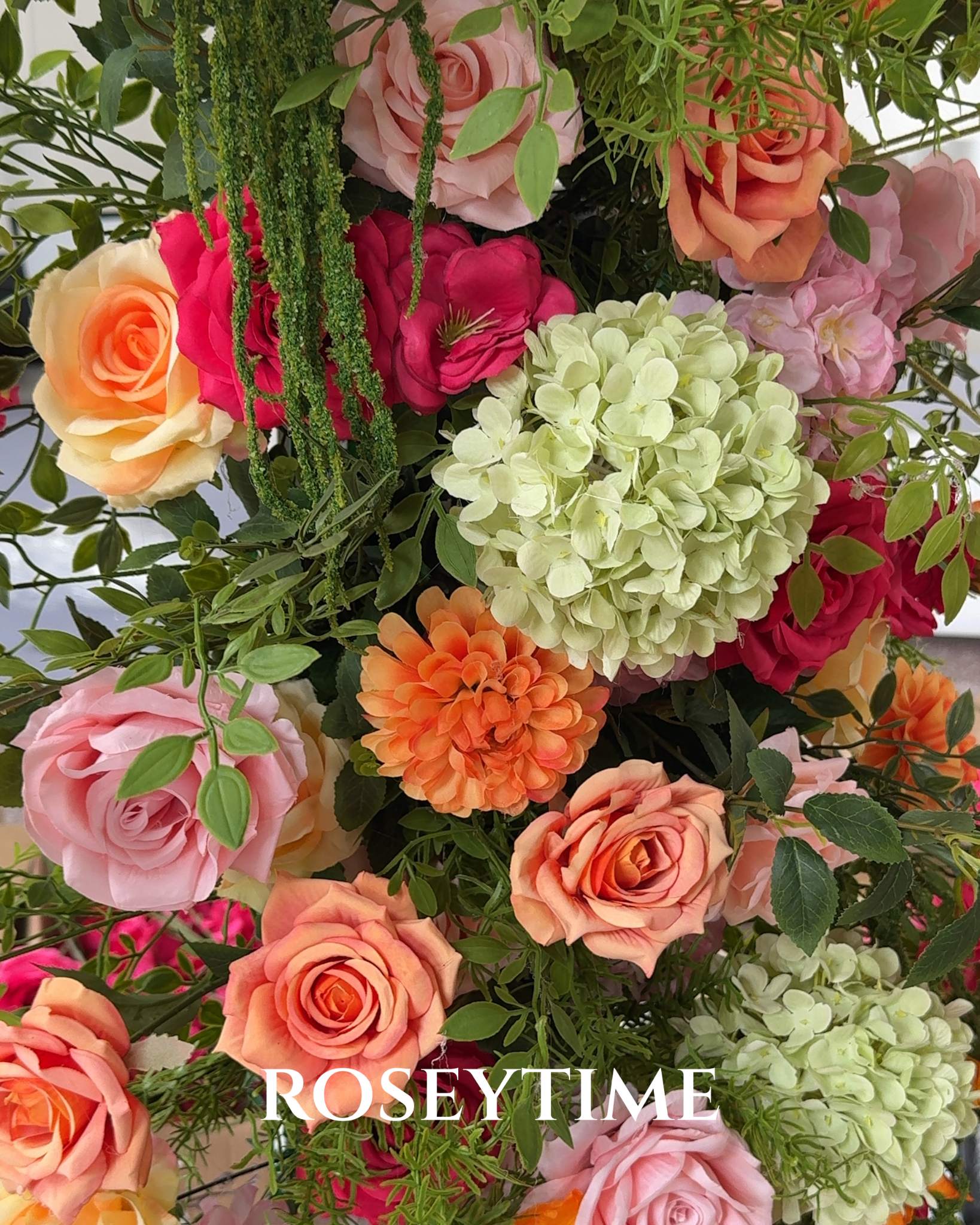 Roseytime Vivid Drapel Flower Pillars Arch with Frame #RTP144