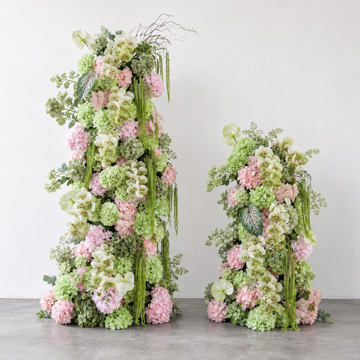 Roseytime Blush Pink&Green Flower Pillars Arch with Frame #RTP166