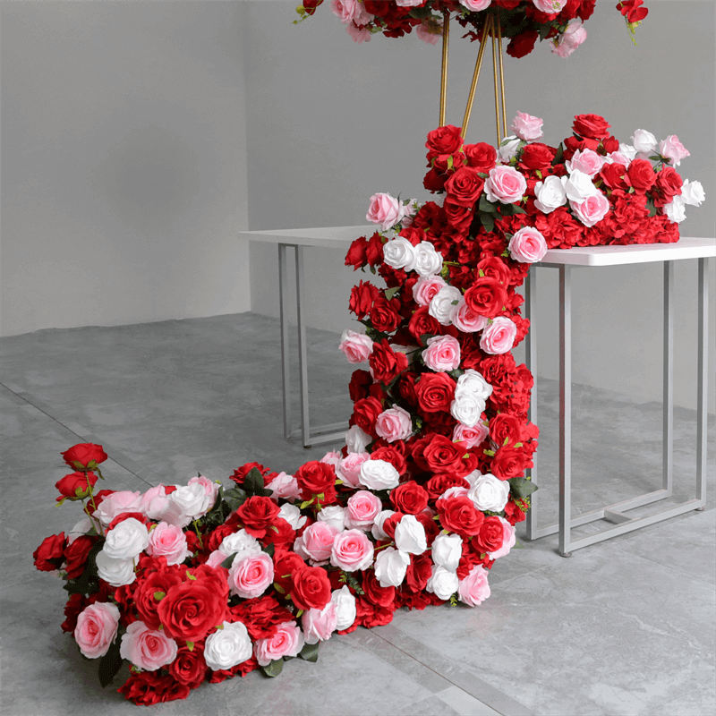 Roseytime Red&Pink Flower Runner Table Flower Decor#RTR017