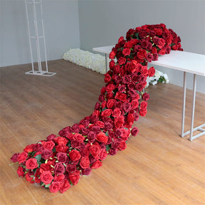 Roseytime Red Roses Flower Runner Table Flower Decor#RTR018