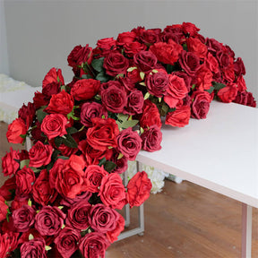 Roseytime Red Roses Flower Runner Table Flower Decor#RTR018