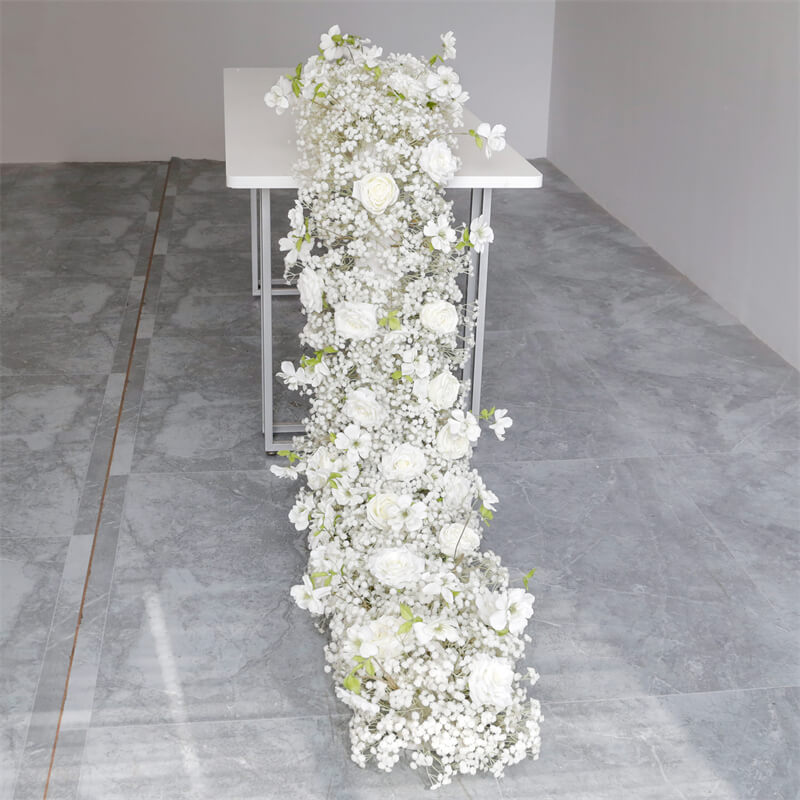 Roseytime White Baby's Breath Flower Runner Table Flower Decor#RTR057