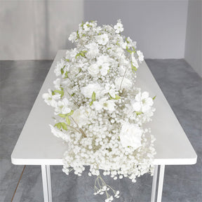 Roseytime White Baby's Breath Flower Runner Table Flower Decor#RTR057