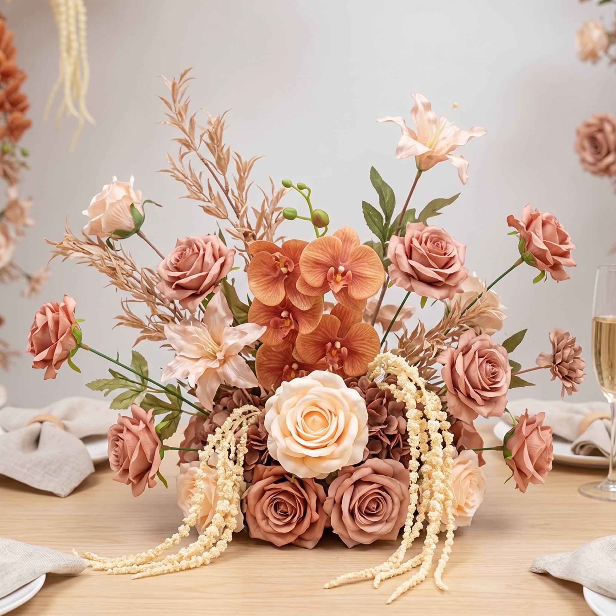 Roseytime Cocoa Estate Small Table Flower Arrangement #RTT019