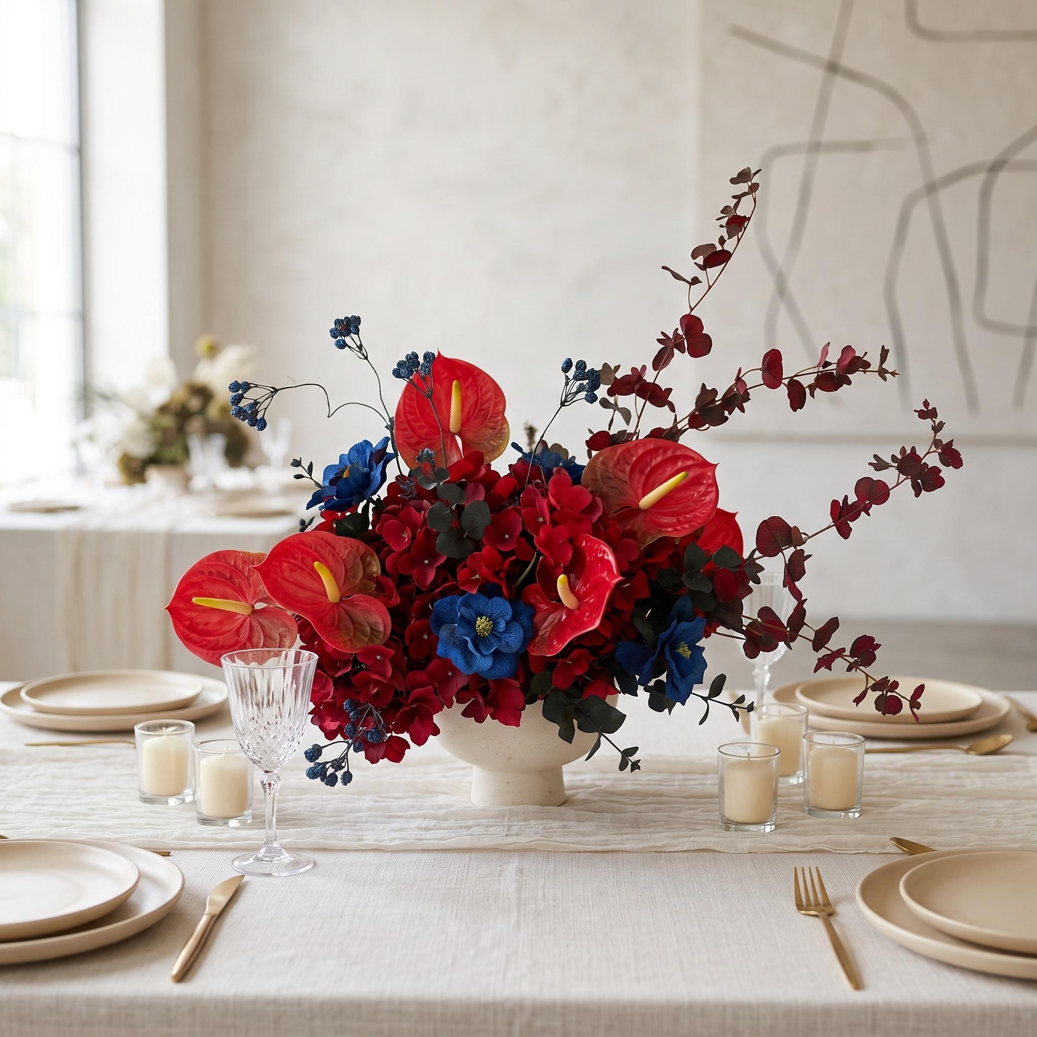 Roseytime Ruby & Sapphire Table Flower Arrangement #RTT032