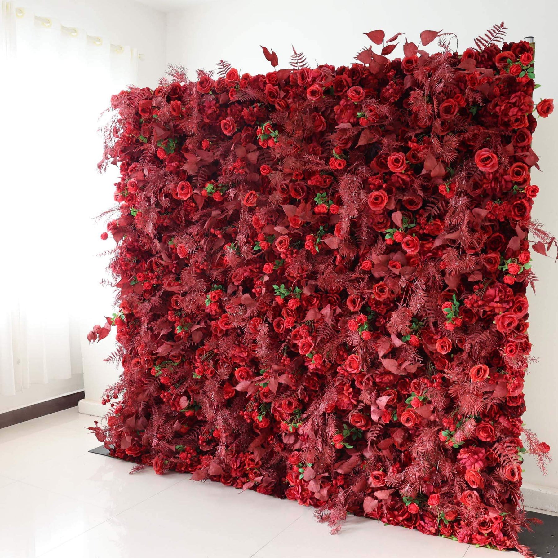 Roseytime 5D Red Pampas Grass Flower Wall Rolling Up Hanging Backdrop