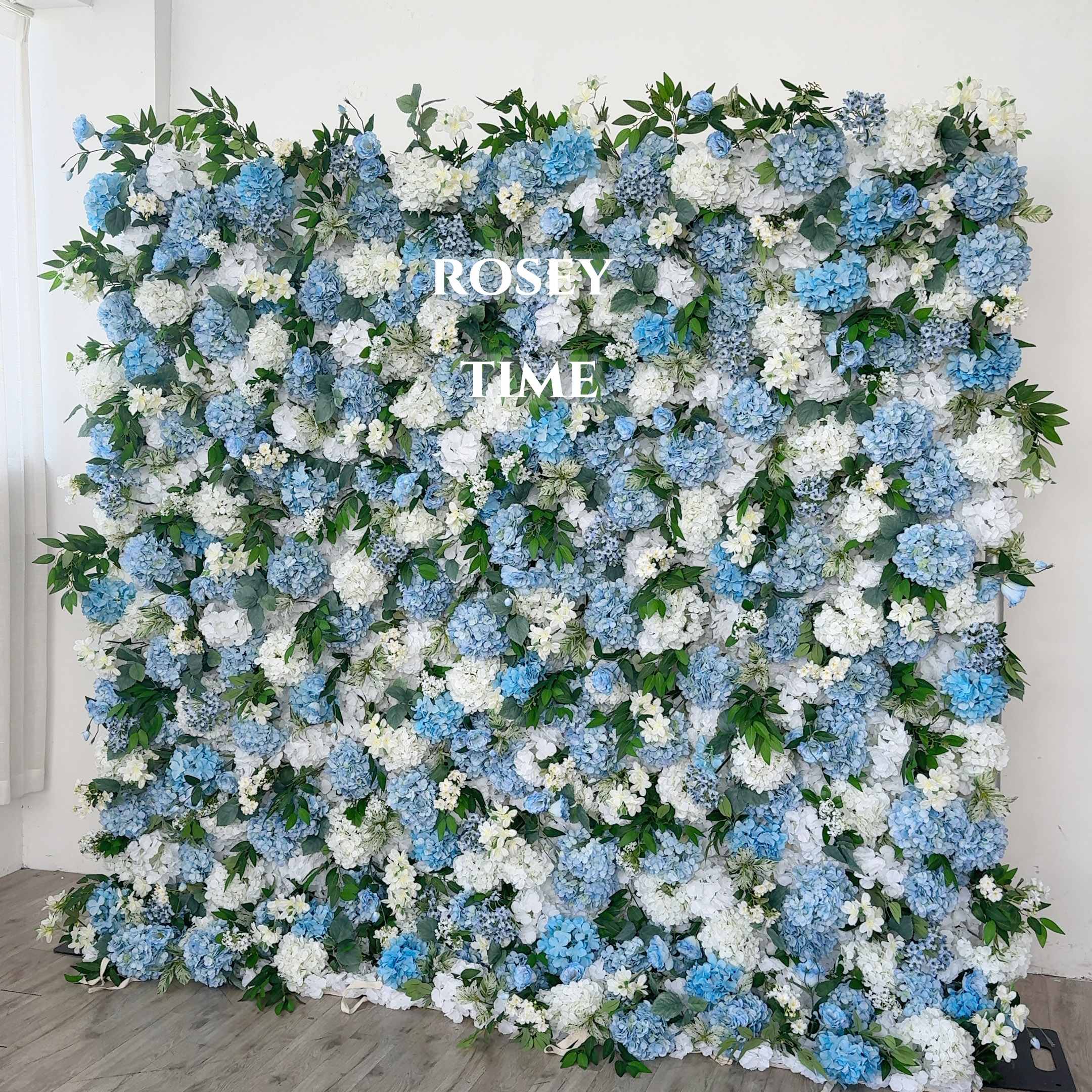 Roseytime 5D Blue Hydrangea Flower Wall Roll Up Fabric Back #RTW006