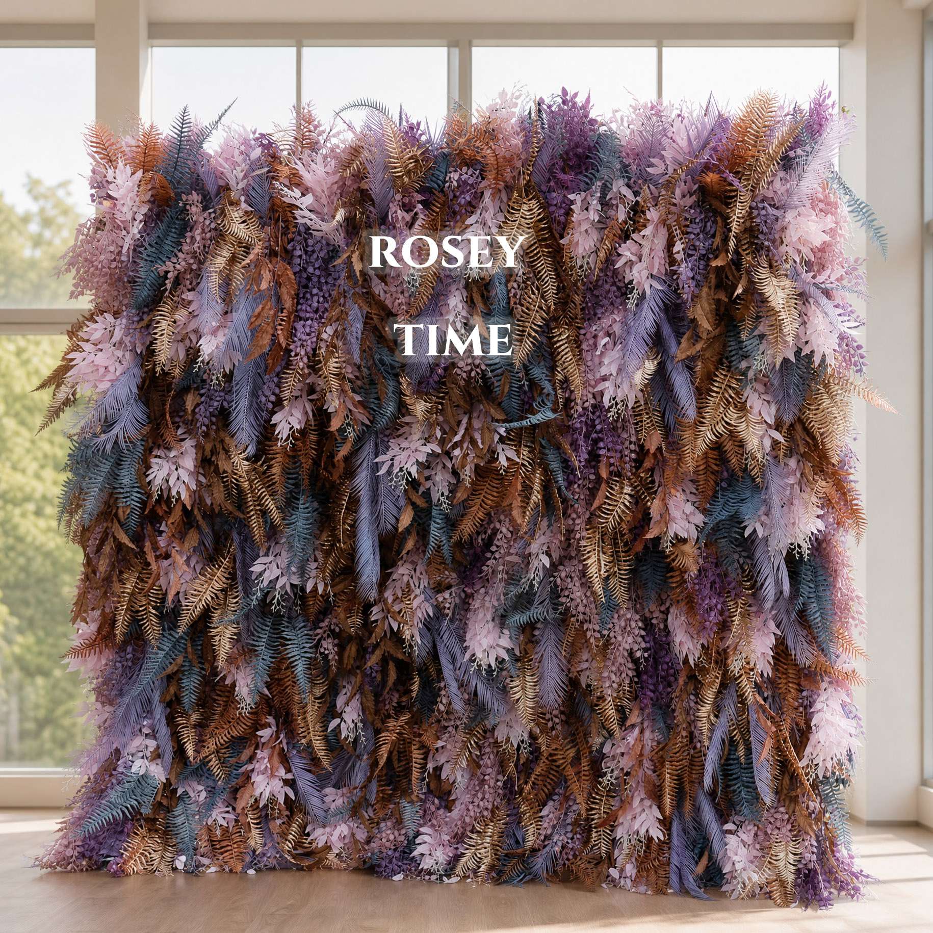 Roseytime 5D Purple Pampas Wall Roll Up Fabric Back #RTW136