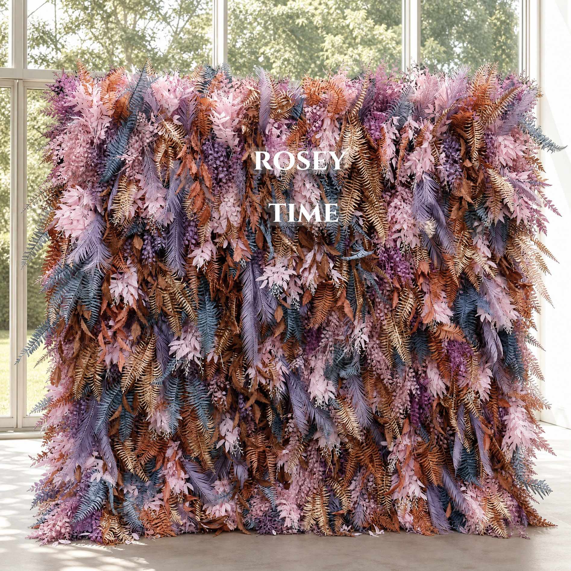 Roseytime 5D Purple Pampas Wall Roll Up Fabric Back #RTW136