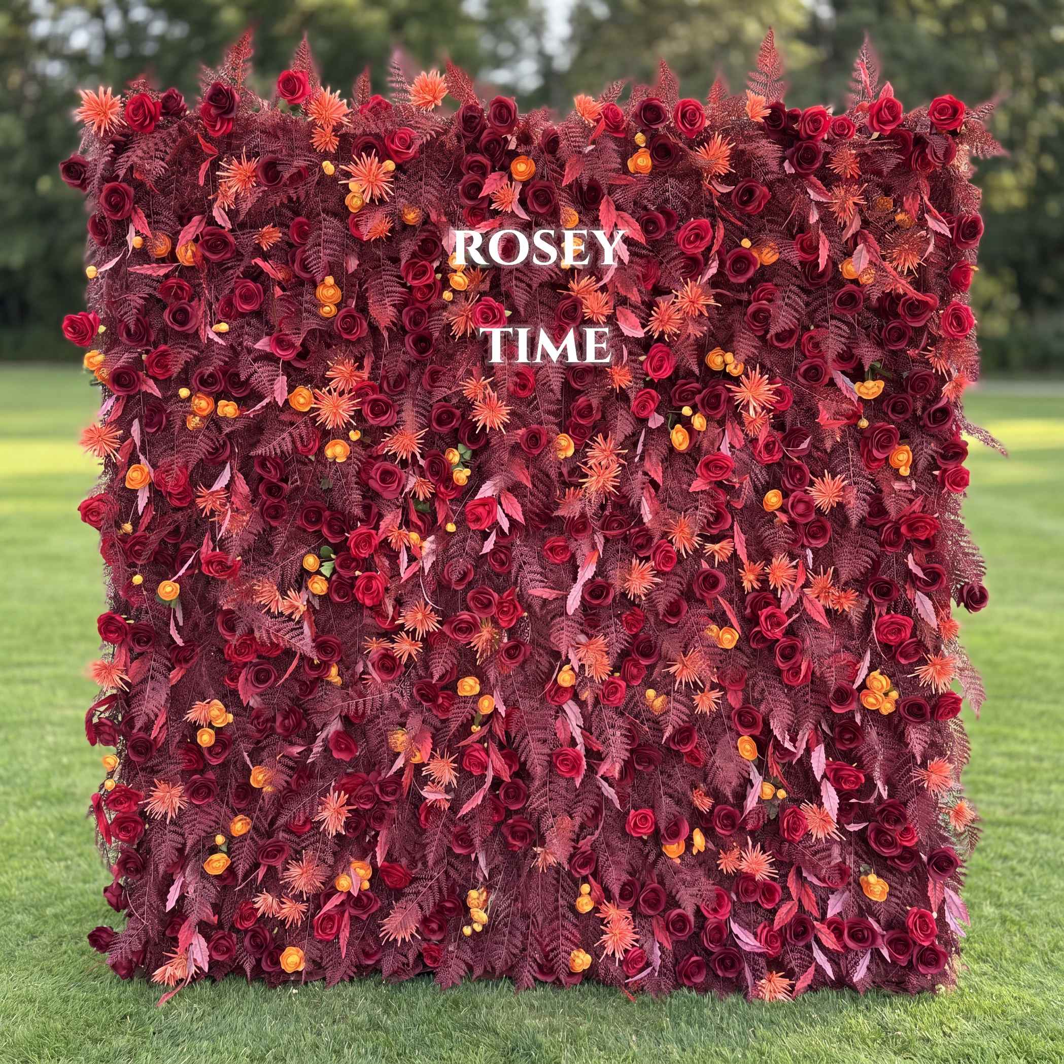 Roseytime 5D Dark Red Pampas Flower Wall Roll Up Fabric Back #RTW137