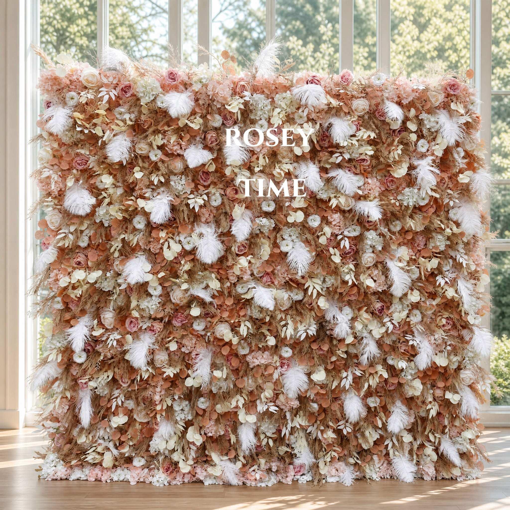 Roseytime 5D Brown Flower Wall Roll Up Fabric Back #RTW145