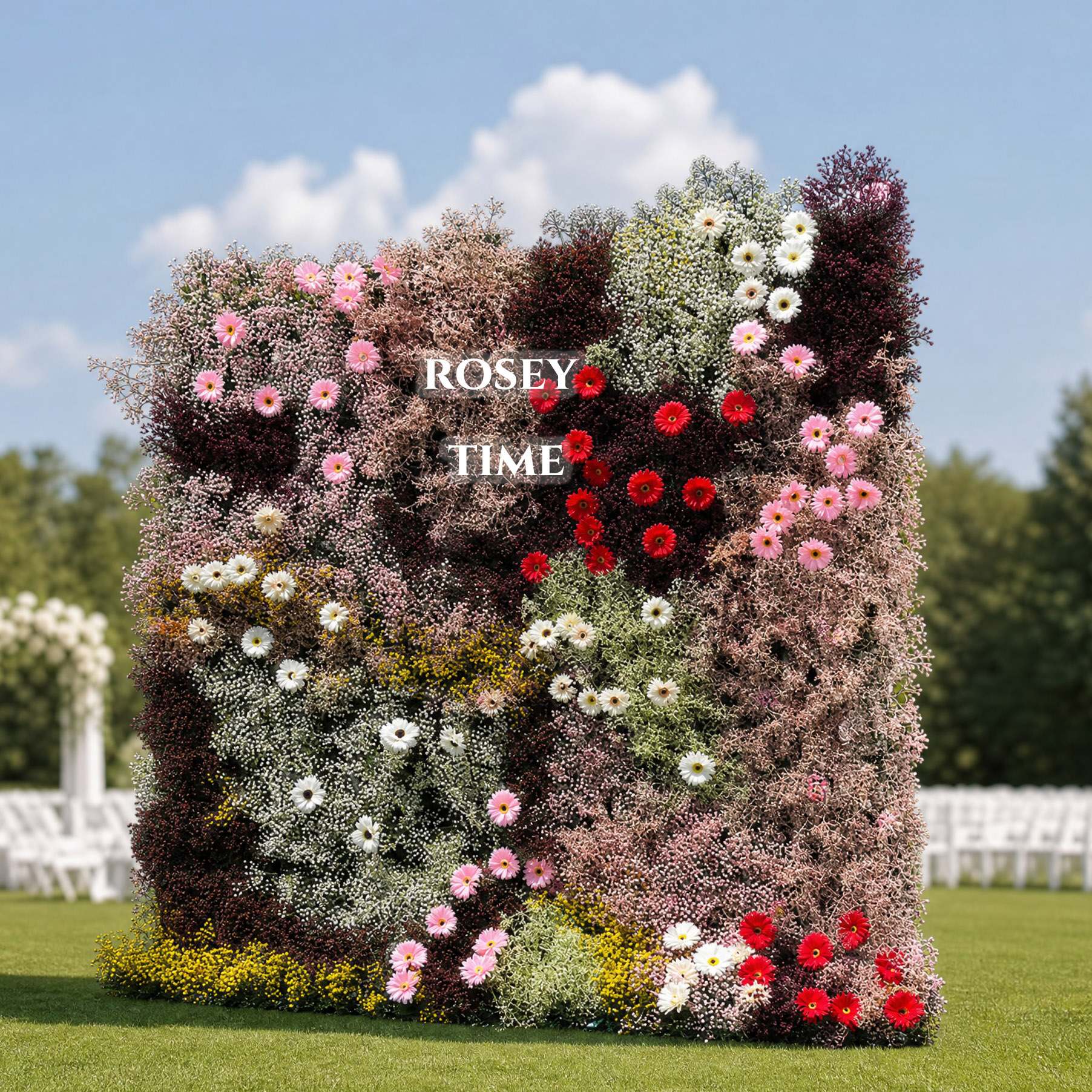 Roseytime 5D Dark Red Wall Roll Up Fabric Back #RTW146