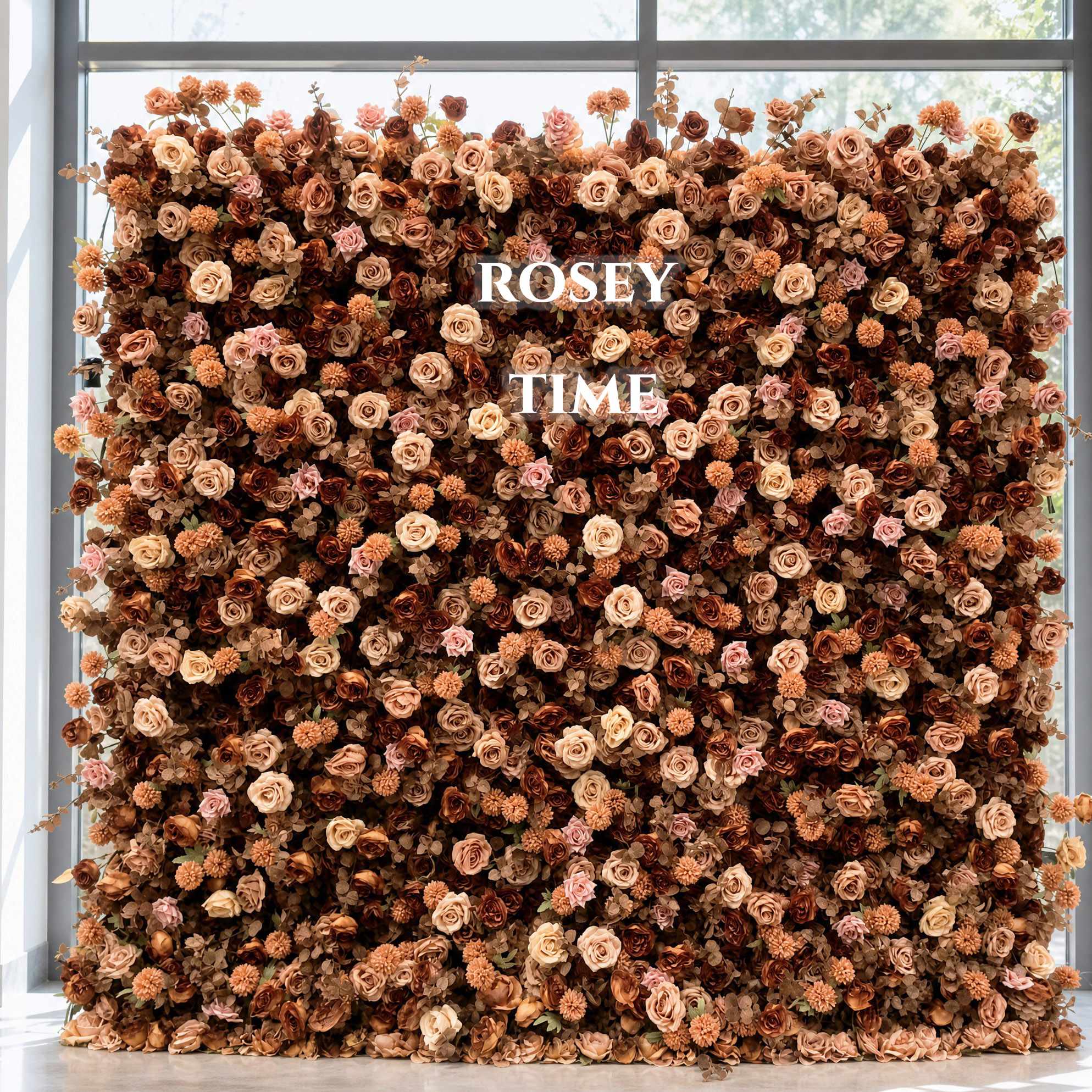Roseytime 5D Brown Flower Wall Roll Up Fabric Back #RTW207
