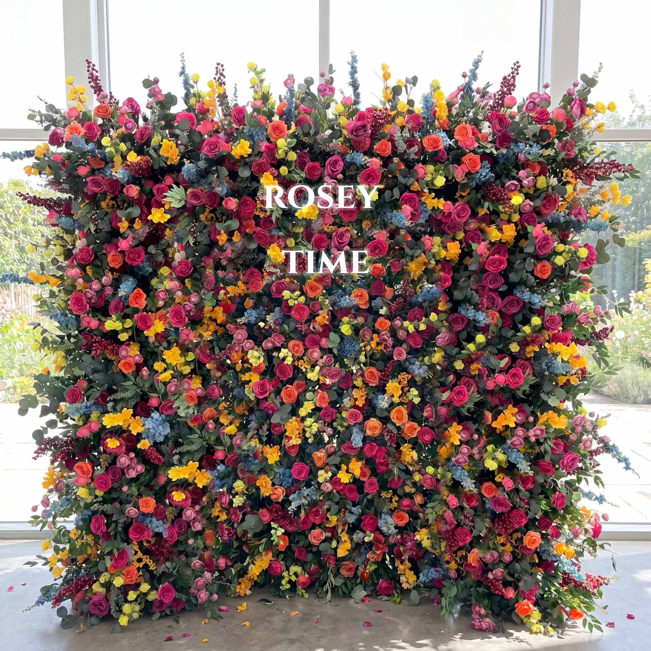 Roseytime 5D Colorful Wild Flower Wall Backdrop Rolling Up Fabric Back#RTW294