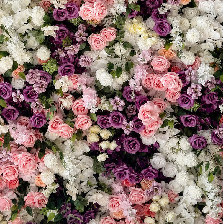 Roseytime 5D Purple&Pink Flower Wall Roll Up Fabric Back #RTW296