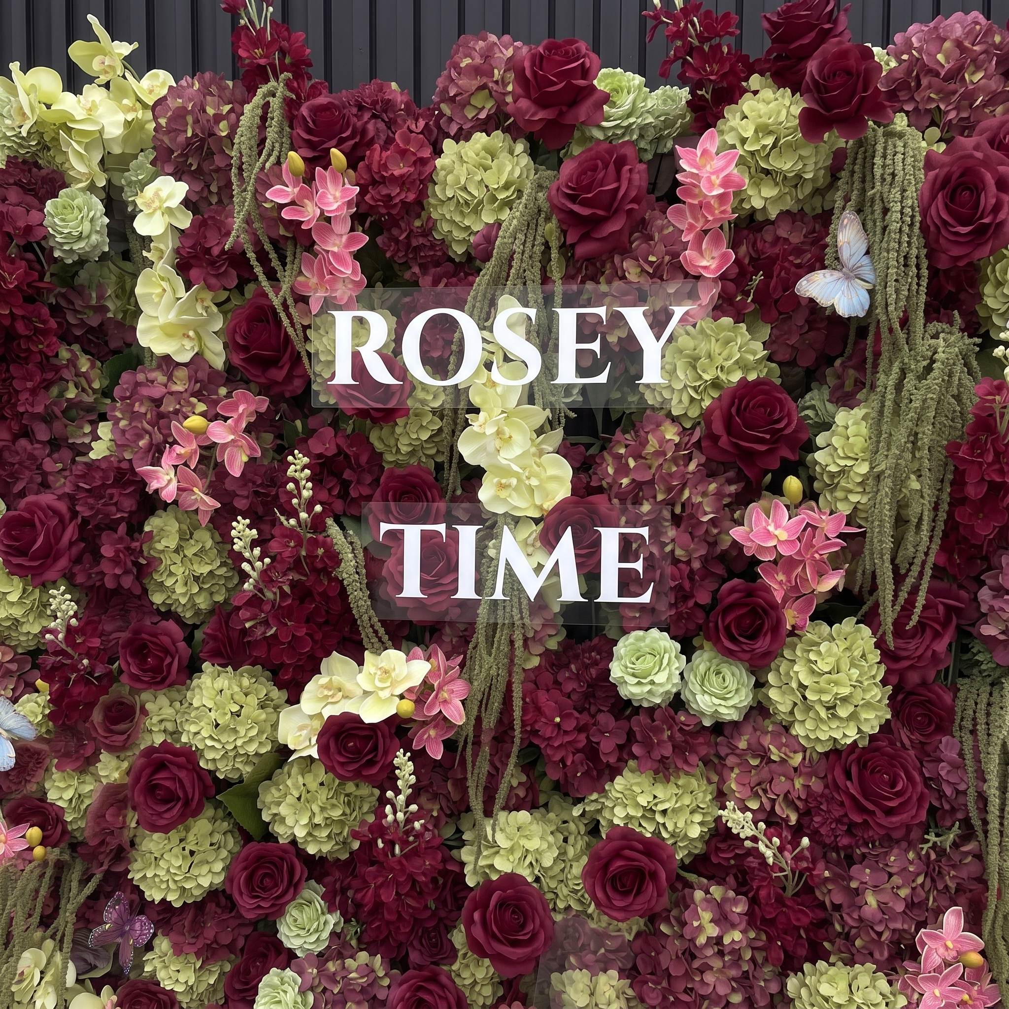 Roseytime 5D Burgundy Mosscurl Flower Wall Roll Up Fabric Back #RTW456