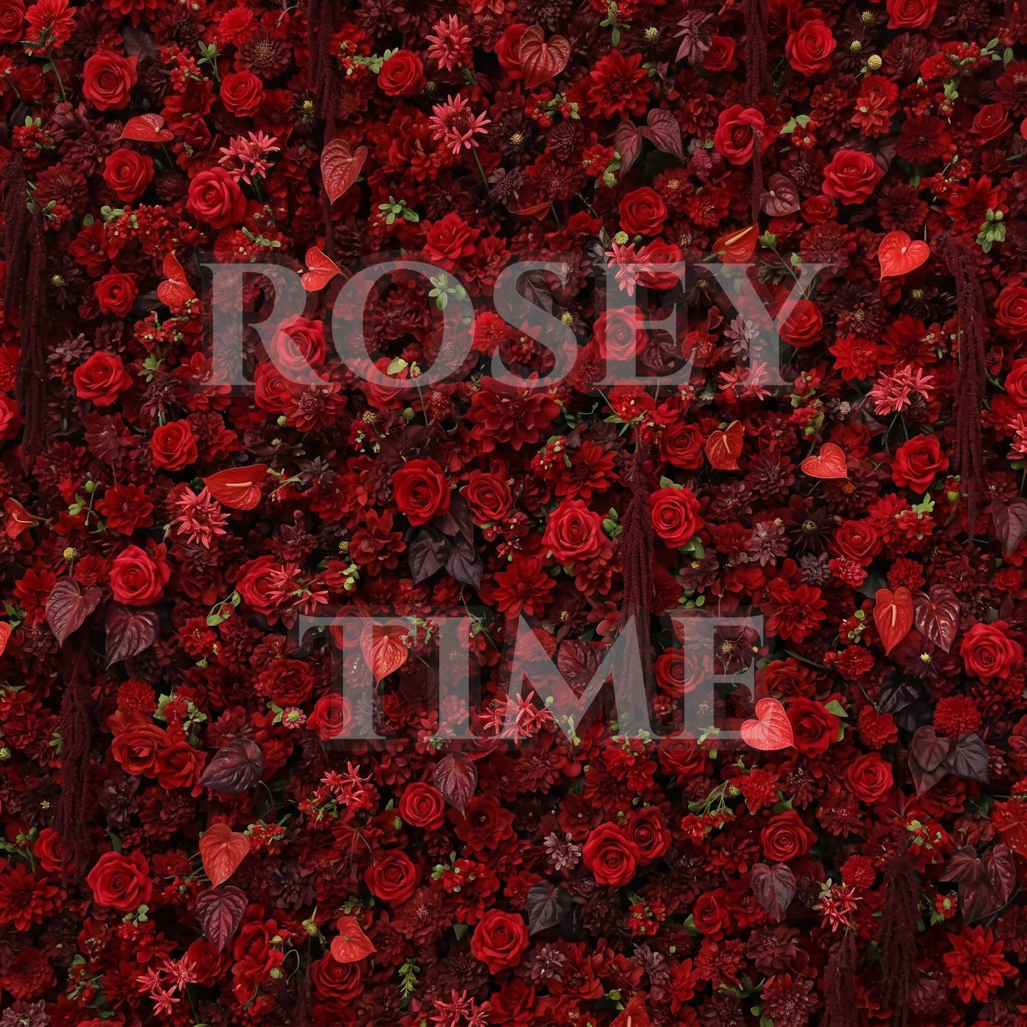 Roseytime 5D Ruby Covenant Flower Wall Roll Up Fabric Back #RTW457