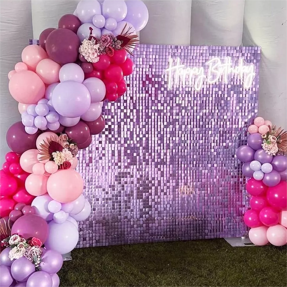 Roseytime Light Purple Sequin Shimmer Wall Backdrop