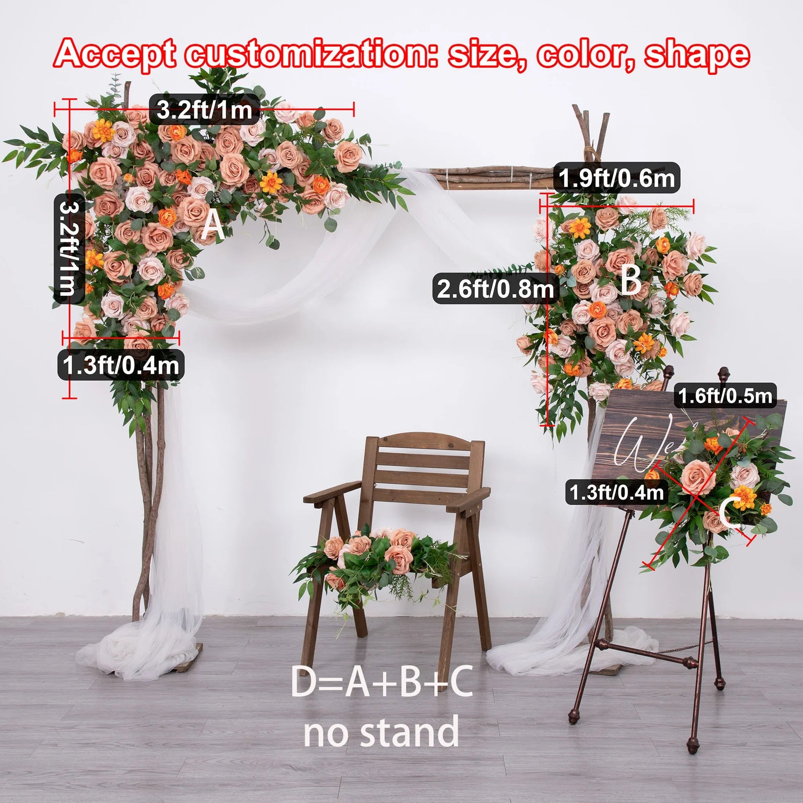 Roseytime Orange Flower Set Flower Arch Arrangement #RTA037