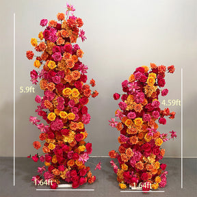 Roseytime Orange Flower Pillars Set with Frame #RTP038