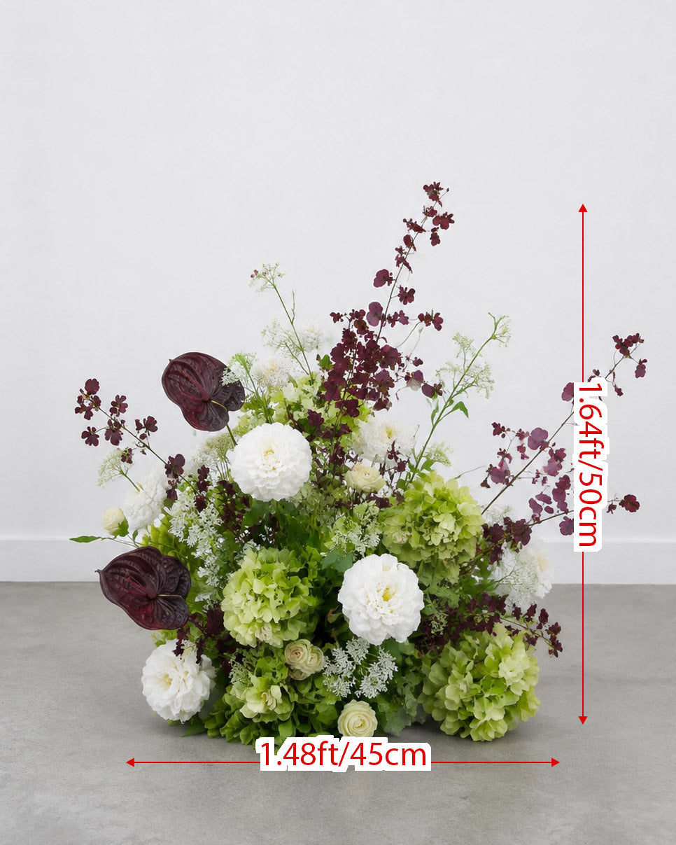 Roseytime Burgundy&Green Flower Set #RTS026
