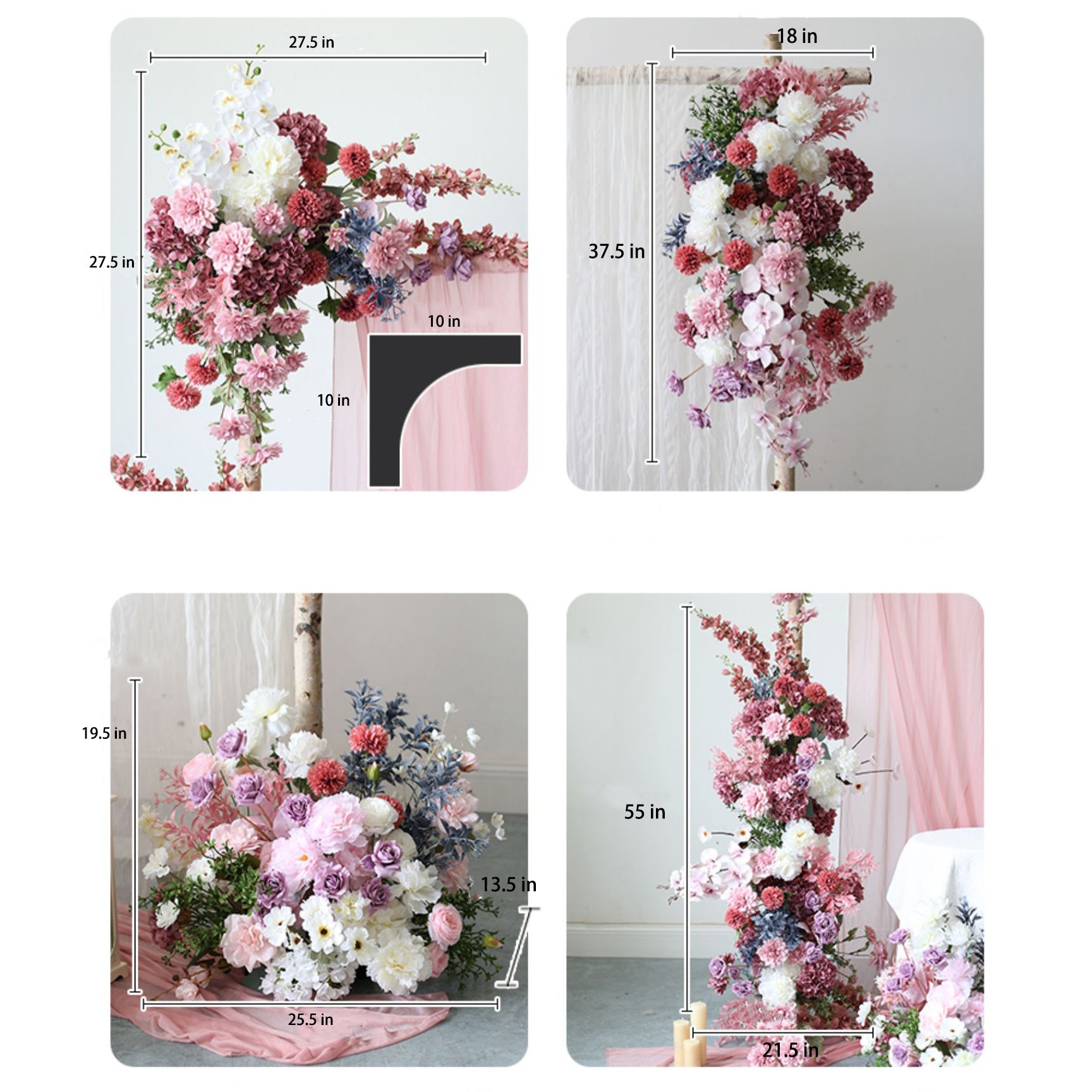 Roseytime Arch Flowers Decor Set With Drape For Wedding&Event