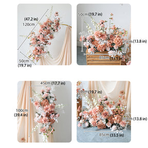 Roseytime Dusty Arch Flowers Decor Set With Drape For Wedding&Event