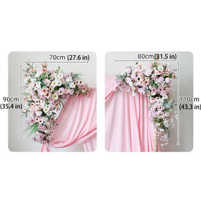 Roseytime Pink Flower Arch Decor Set With Drapes For Wedding&Event