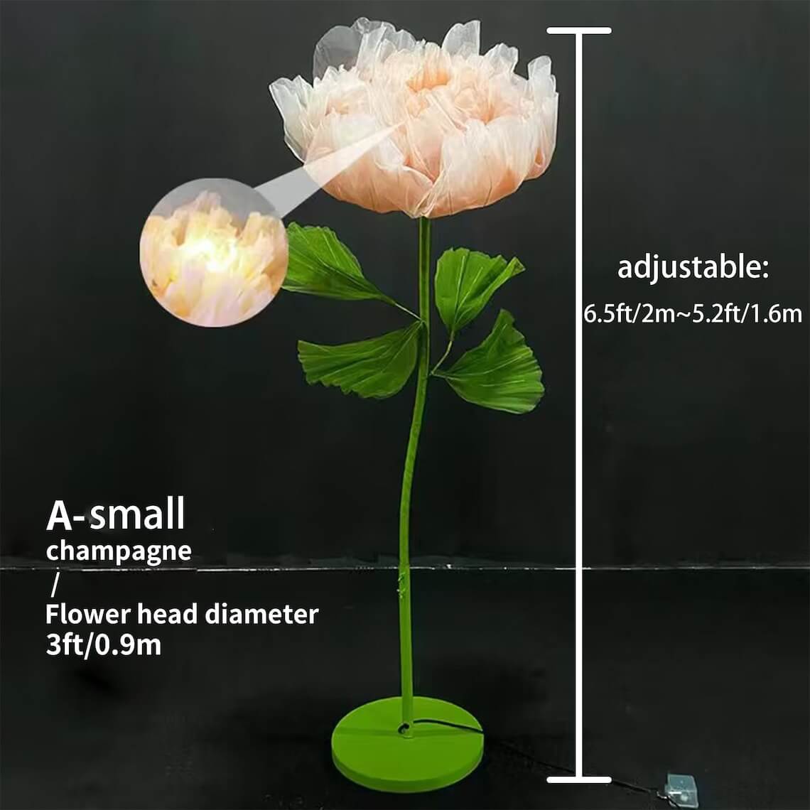 Roseytime Giant Organza Flower LED No-Electric /Electric Automatic Opening and Closing