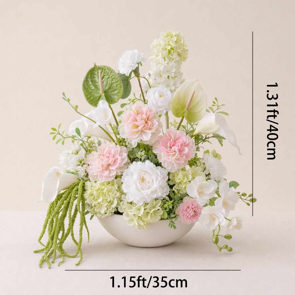 Roseytime Cascade & Blush Small Table Flower Arrangement #RTT002