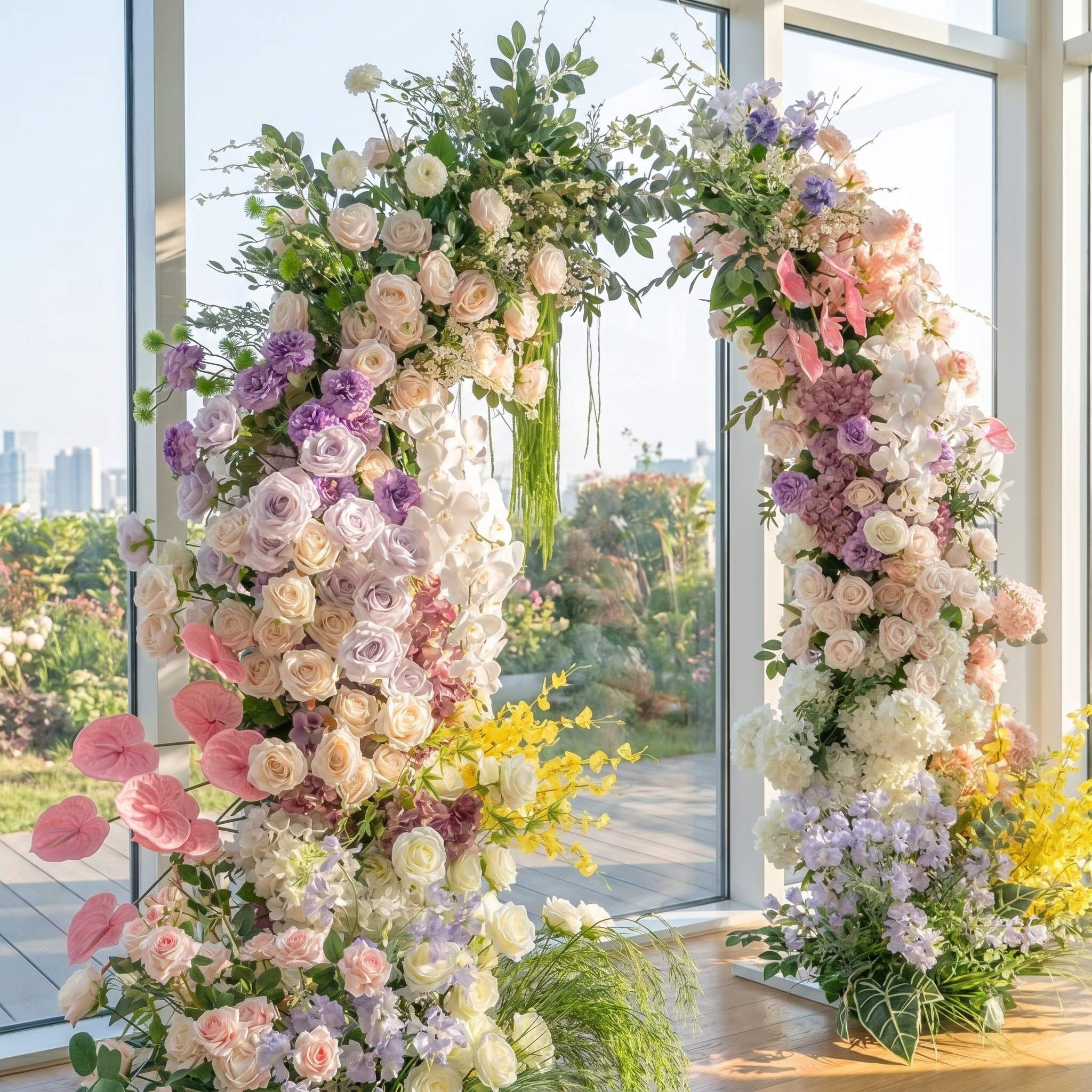Roseytime Wedding Spring Flower Pillars Arch with Frame #RTP053