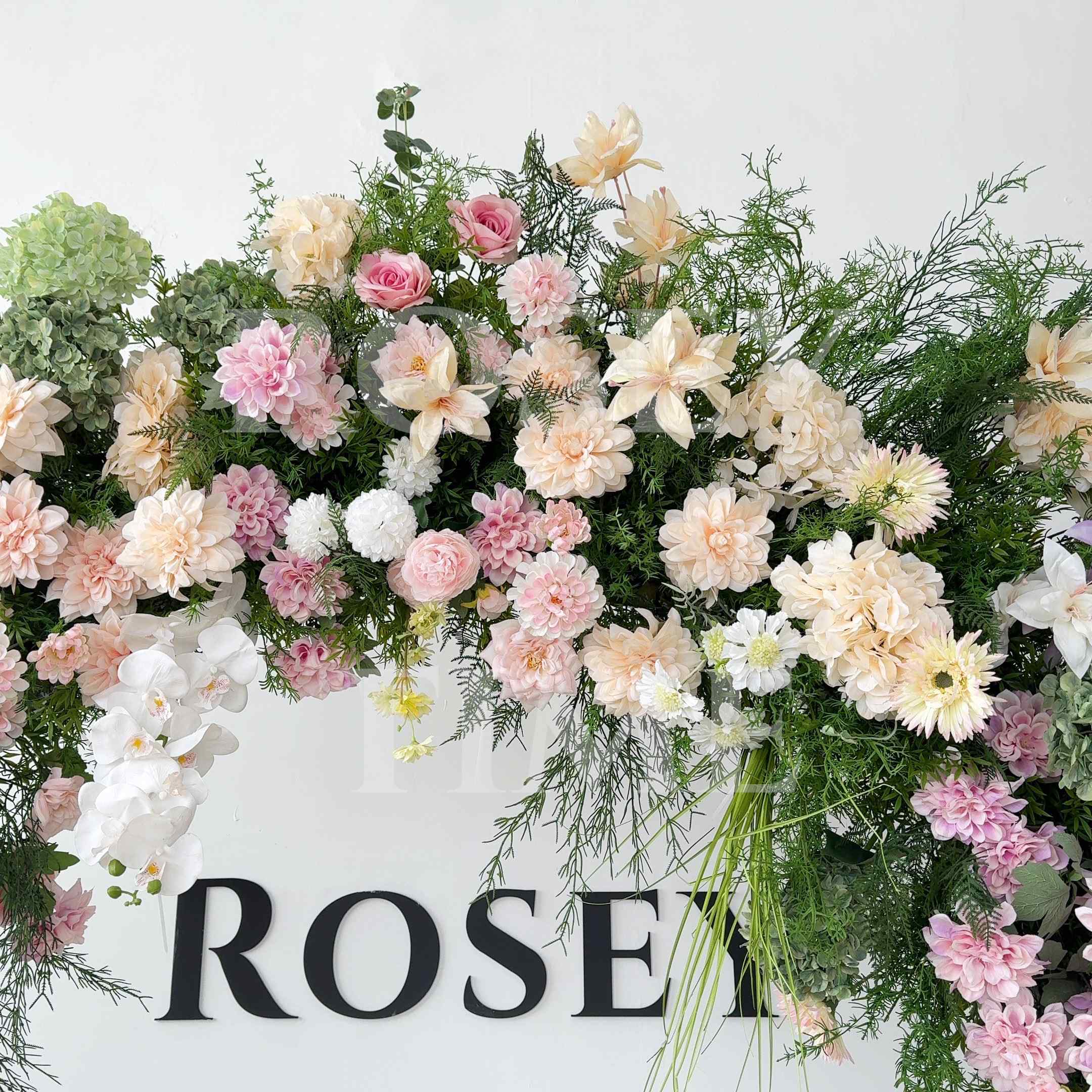 RoseyTime Pink Colorful Flower Arch n-shape Round Arch #RTA119