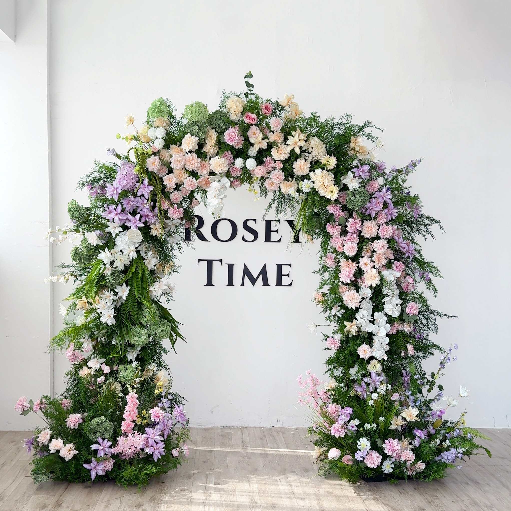 RoseyTime Pink Colorful Flower Arch n-shape Round Arch #RTA119