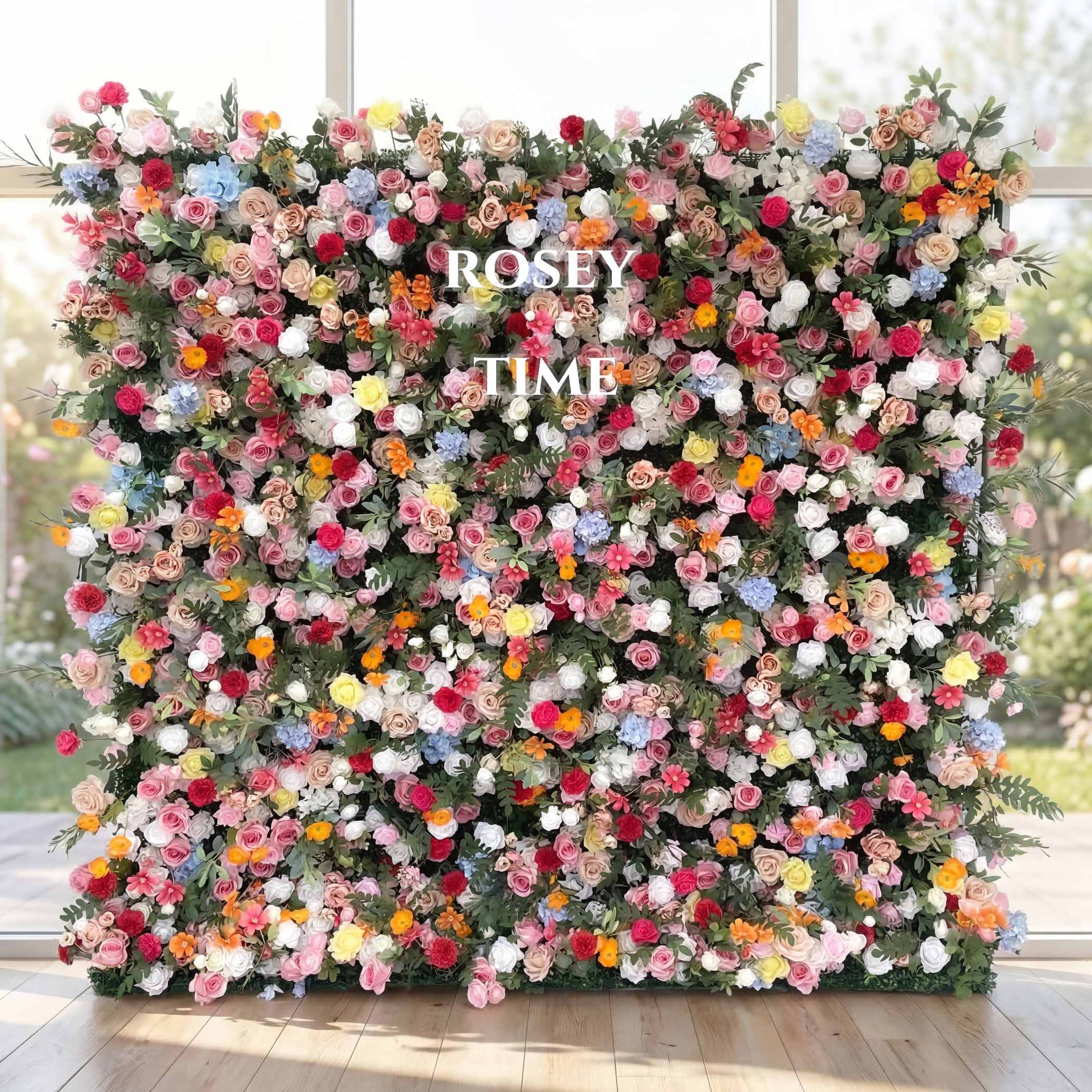 Roseytime 5D Colorful Flower Wall Roll Up Fabric Back #RTW153