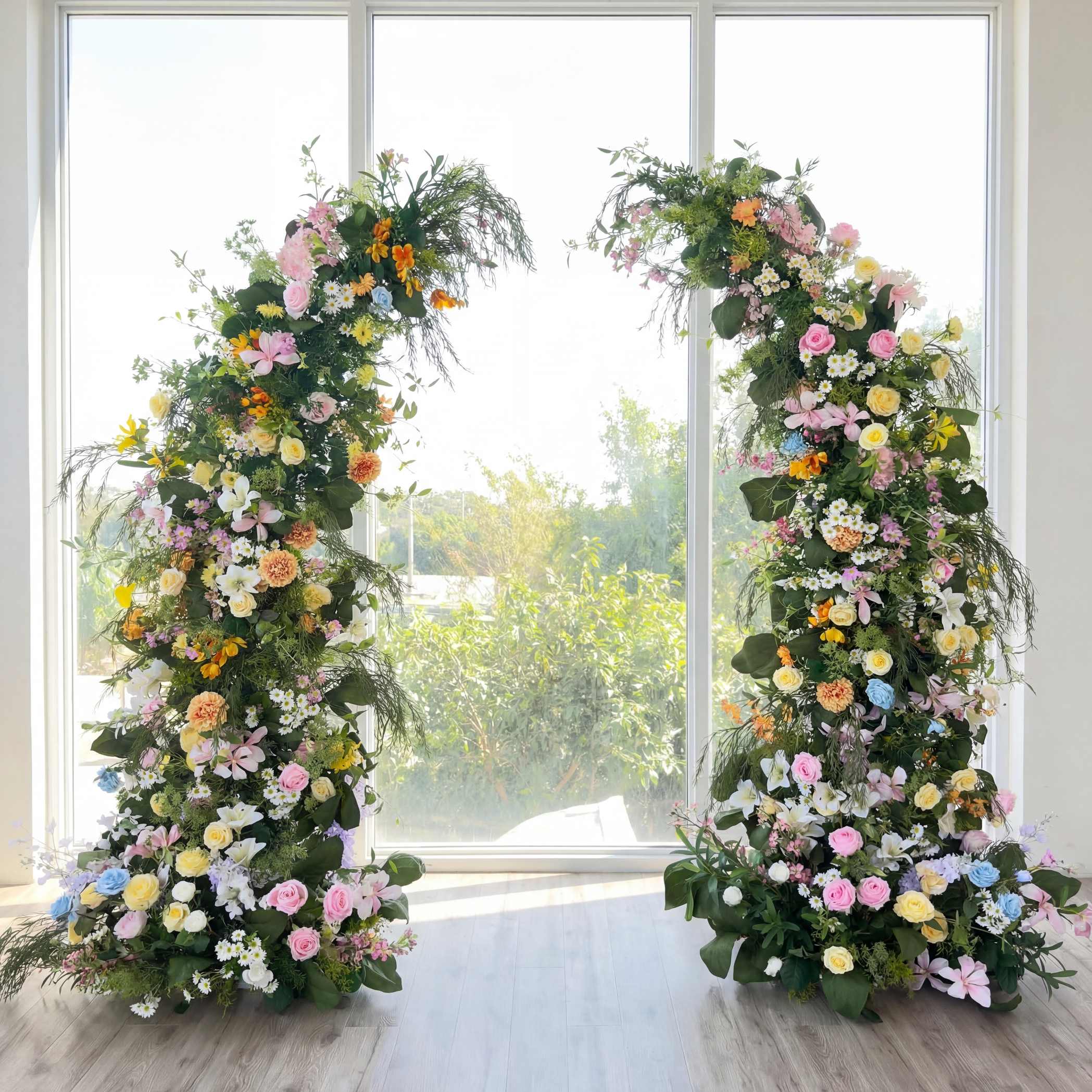 Roseytime Spring Colorful Flower Pillars Arch with Frame #RTP060