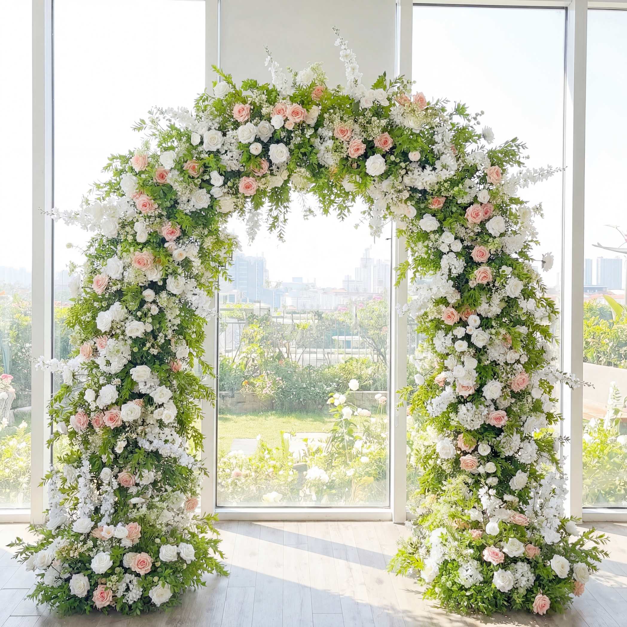 RoseyTime Blushing Pink Flower Arch n-shape Round Arch #RTA379