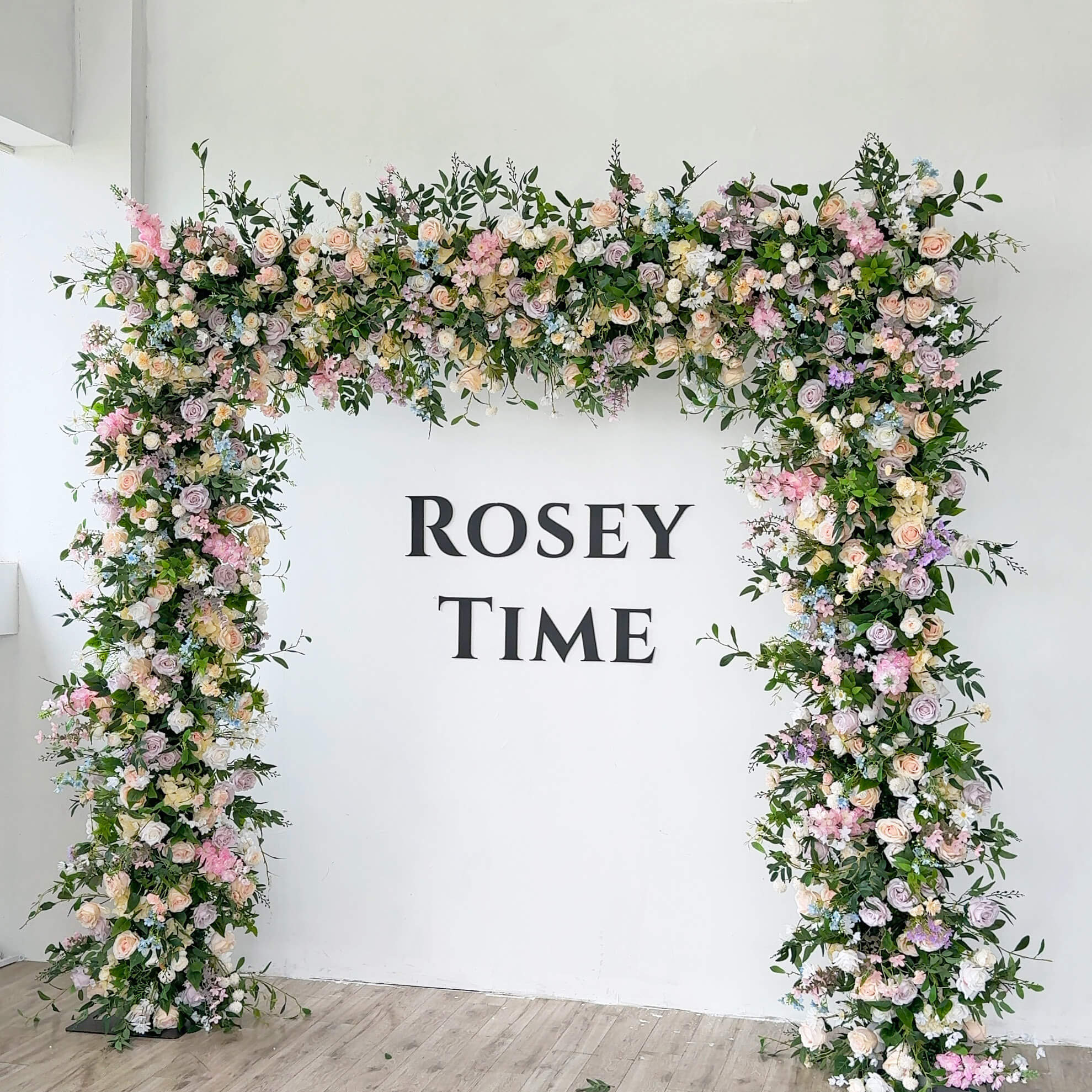 Roseytime Colorful Green Square Flower Arch Fabric Back Roll Up #RTA045