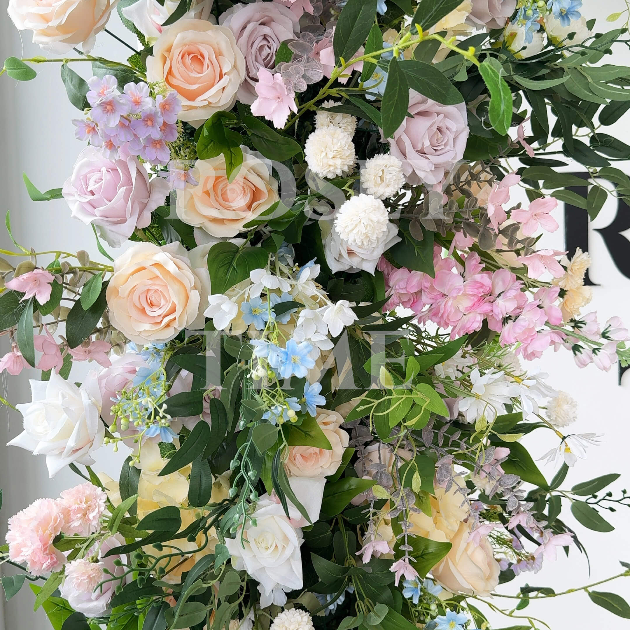 Roseytime Colorful Green Square Flower Arch Fabric Back Roll Up #RTA045