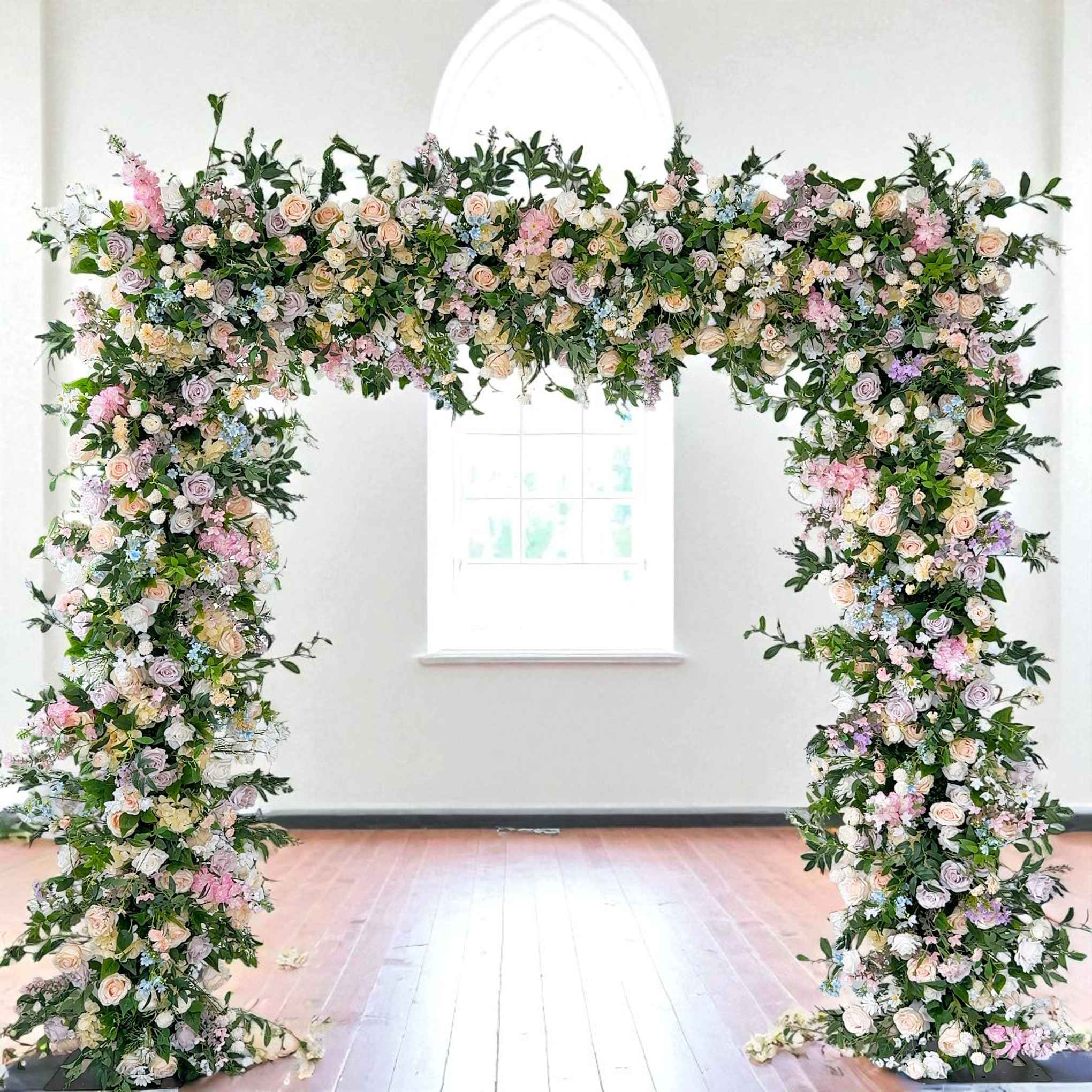 Roseytime Colorful Green Square Flower Arch Fabric Back Roll Up #RTA045