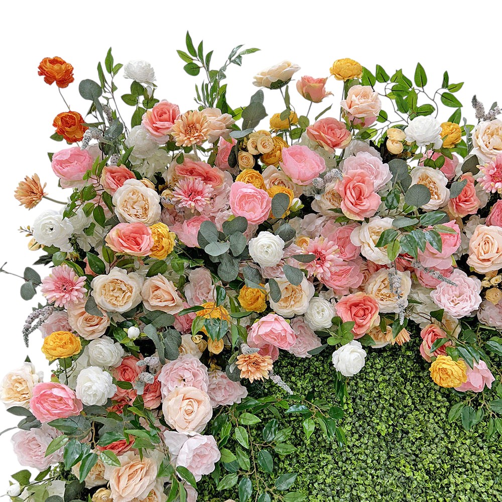 Roseytime Spring Wedding Flower Wall Roll Up Fabric Back Greenery Backdrop #RTW356