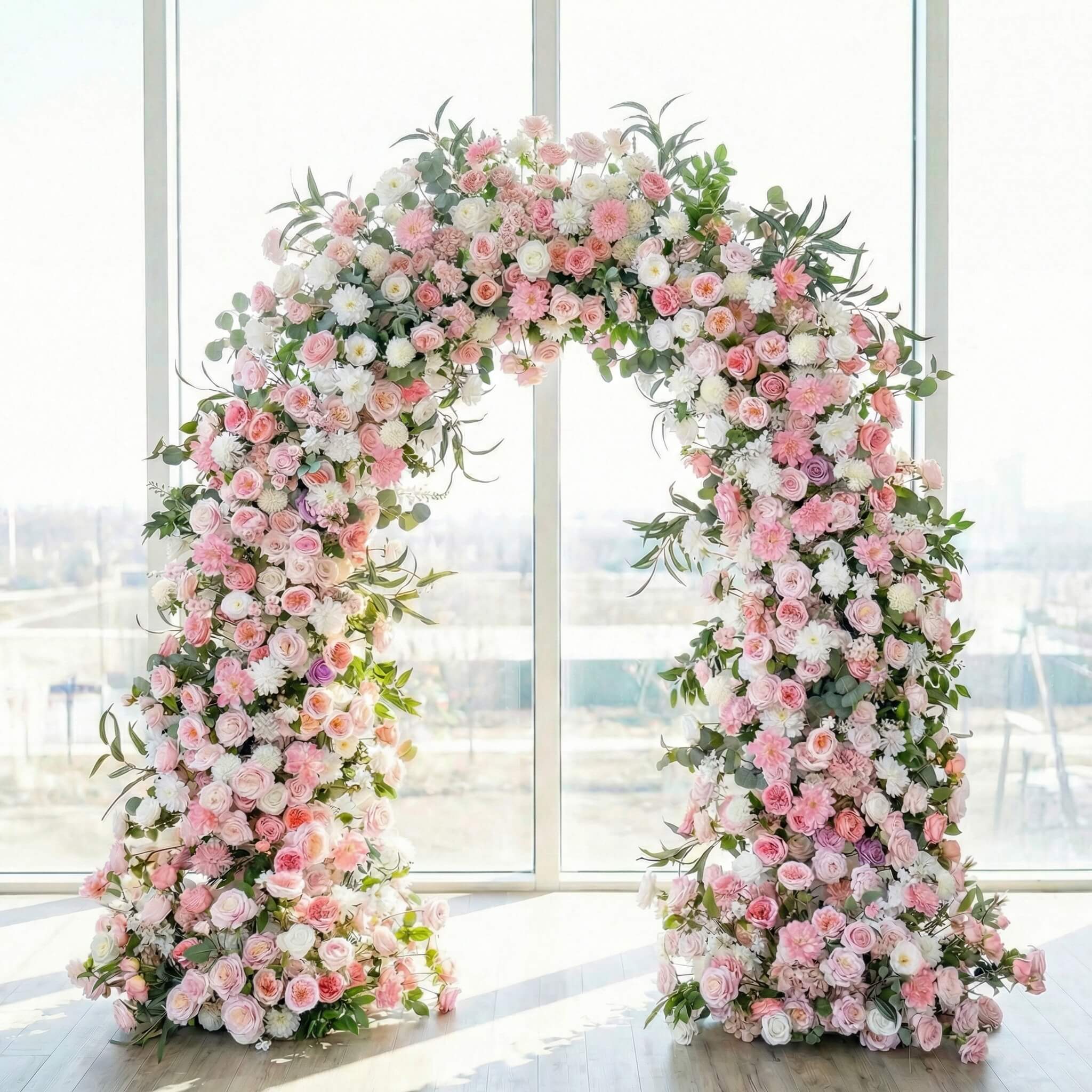 RoseyTime Pink Flower Arch n-shape Round Arch #RTA413