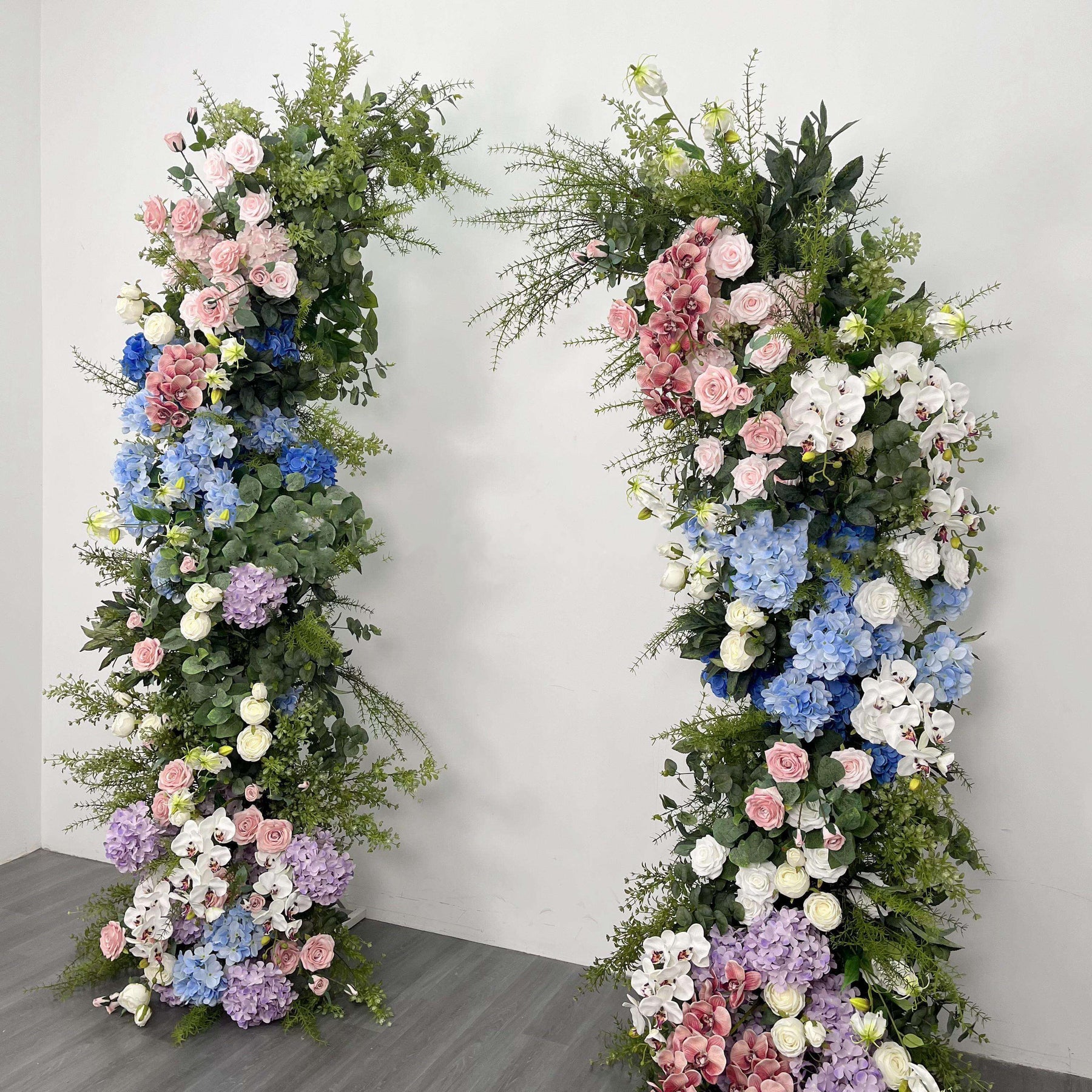 Roseytime Floral Pillars Arch Green Blue Pink Flowers with Frame #RTP029