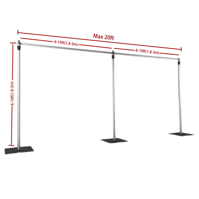 Roseytime Heavy Duty Max 10' Tall x Max 20' Wide Adjustable Extended Frames Pipe And Drape Stand for Drapes