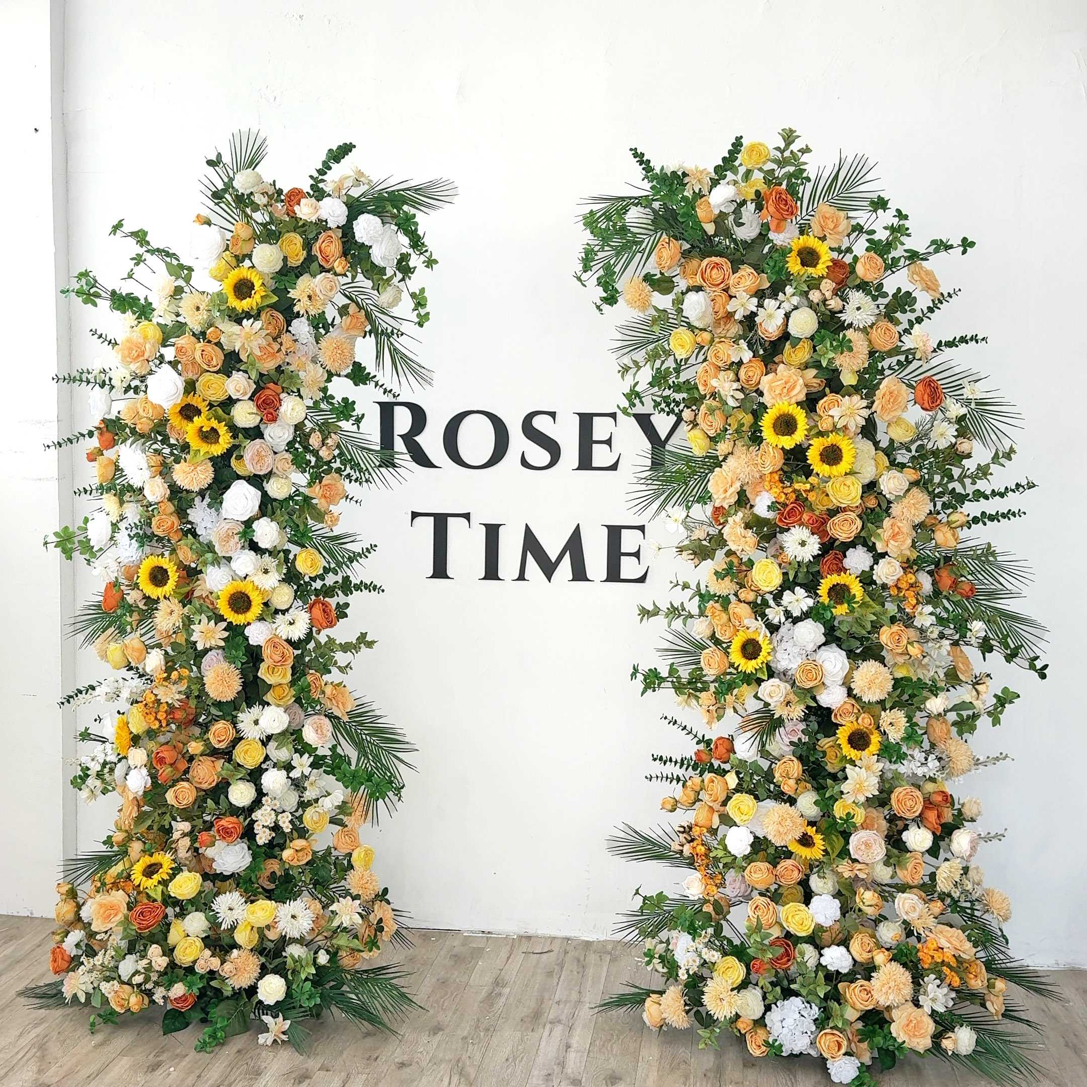 RoseyTime Sunflower Floral Pillars Arch With Frame #RTP027
