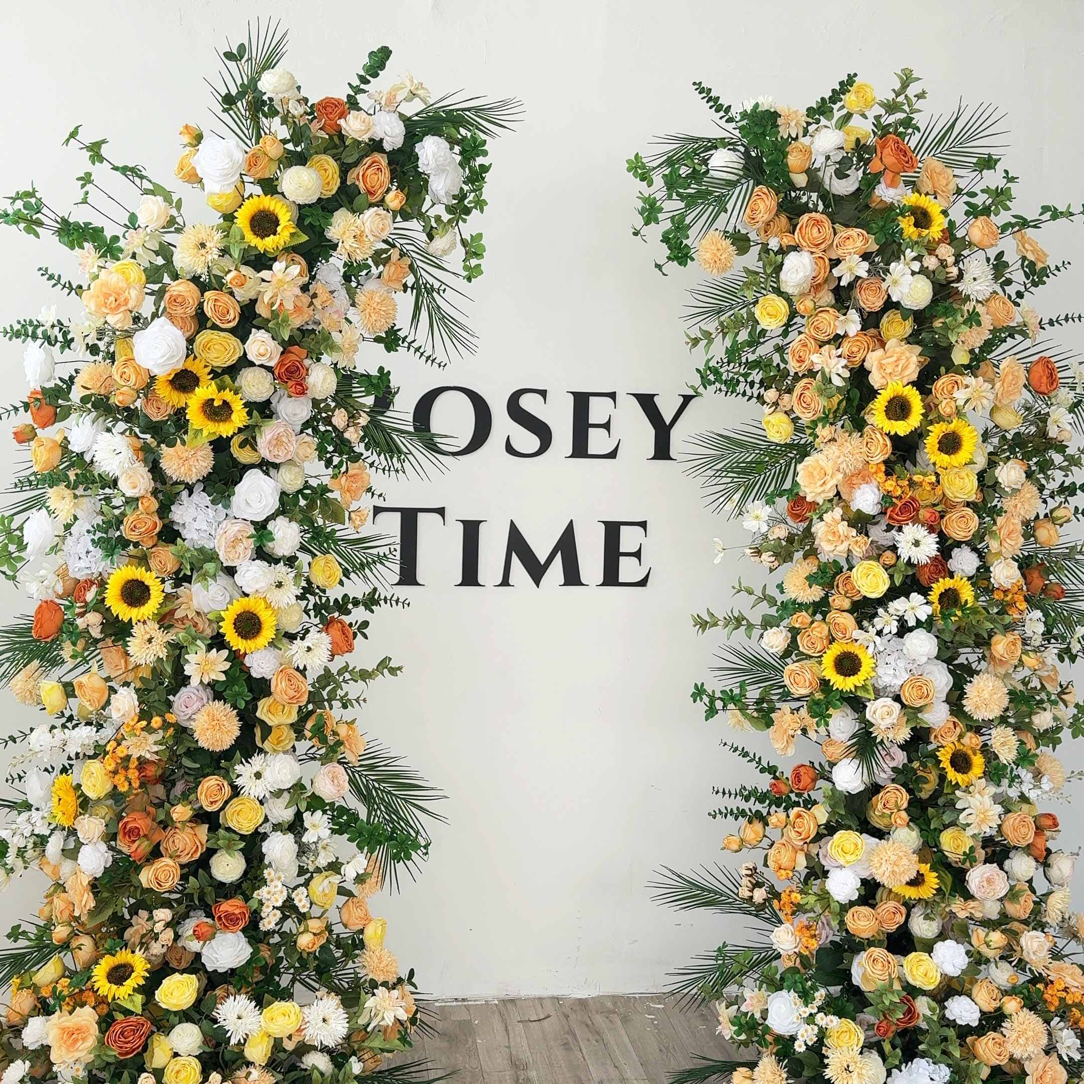 RoseyTime Sunflower Floral Pillars Arch With Frame #RTP027