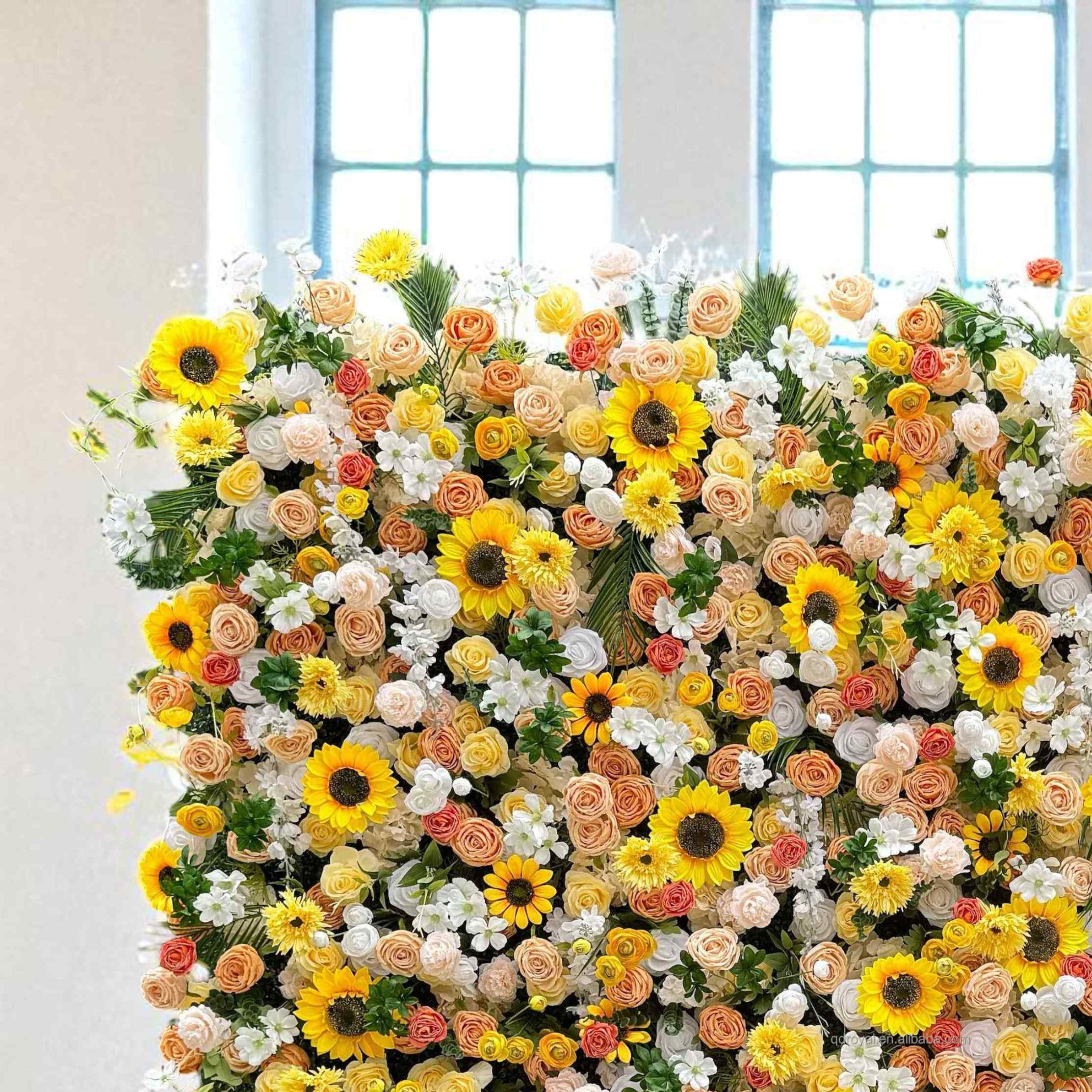Roseytime 5D Sunflower Flower Wall Roll Up Fabric Back #RTW352