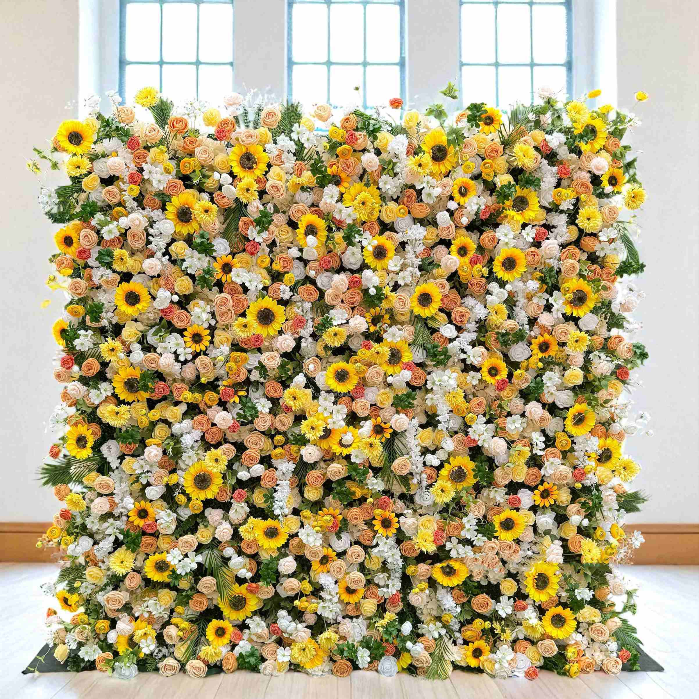 B1G1 sale- 5D Sunflower Flower Wall Roll Up Fabric Back #RTW352