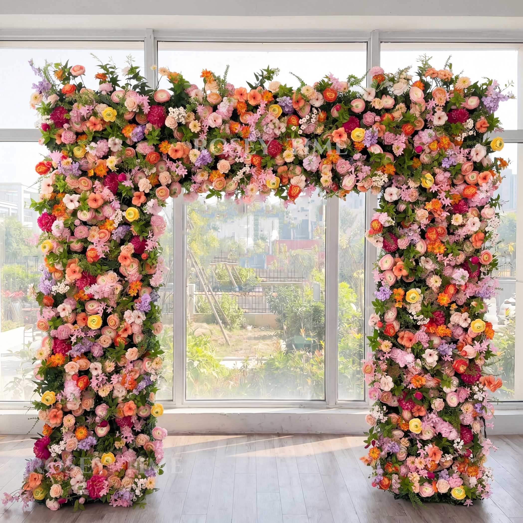 Roseytime Sunset Square Flower Arch Fabric Back#RTA468