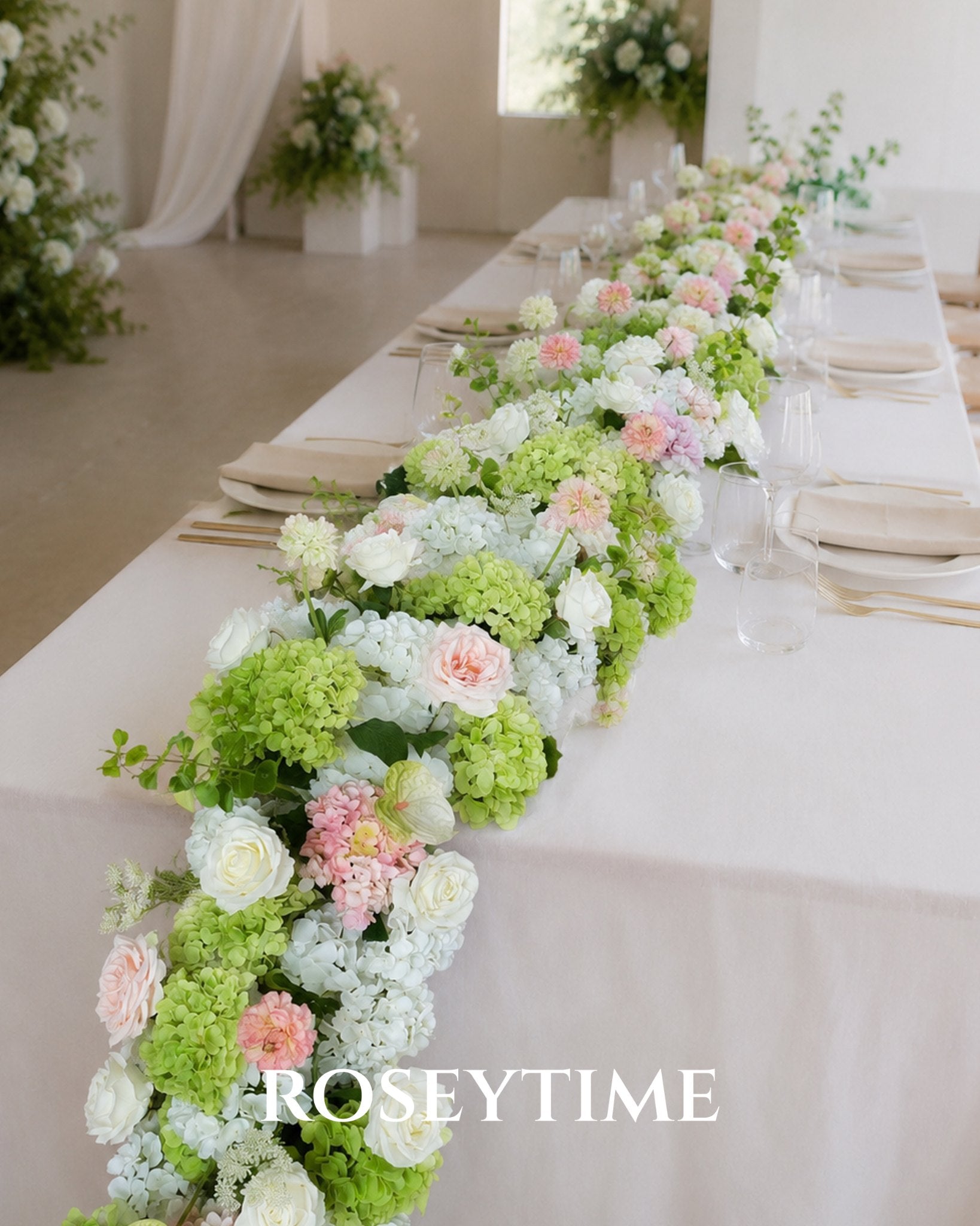 Roseytime Manor Frond Flower Runner Table Flower Decor#RTR100