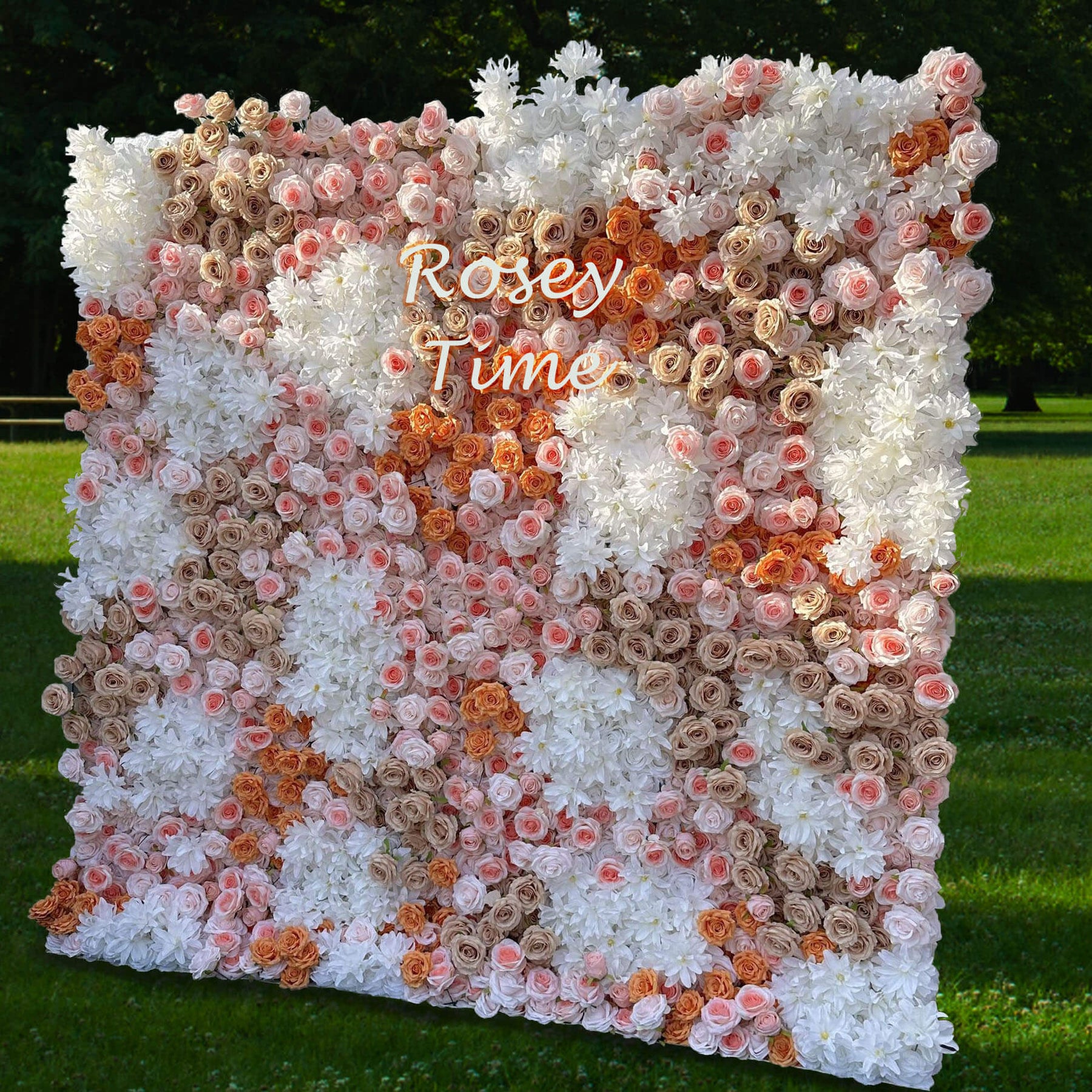 Roseytime 3D Flower Wall Roll Up Fabric Back #RTW320